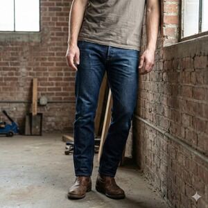 Buck Mason Maverick Slim Jeans Mens 30x34 HEMMED TO 27"‎ Indigo Denim Button Fly